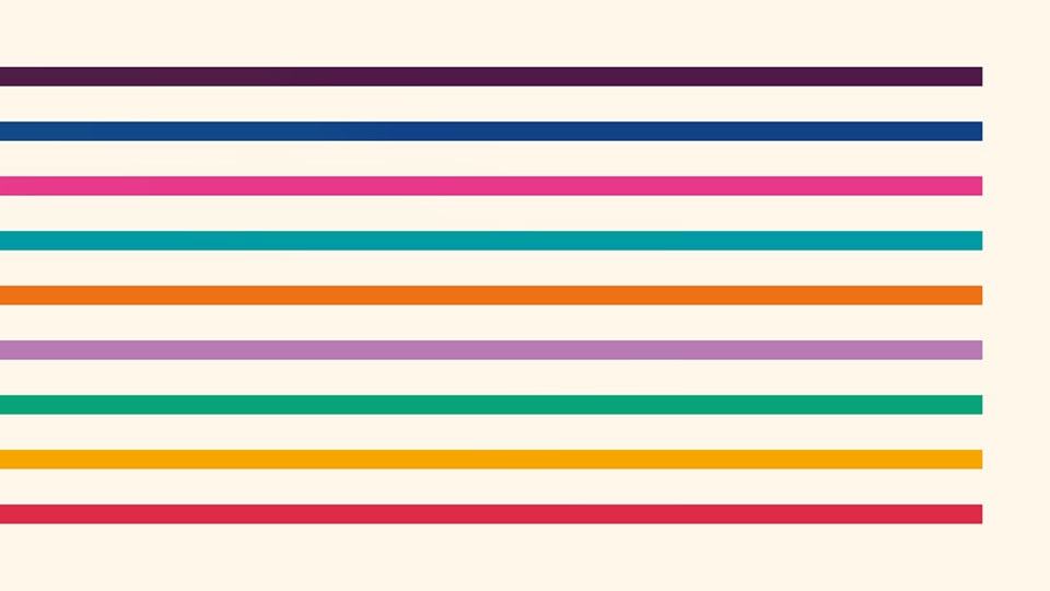 Multicoloured stripes on a cream background